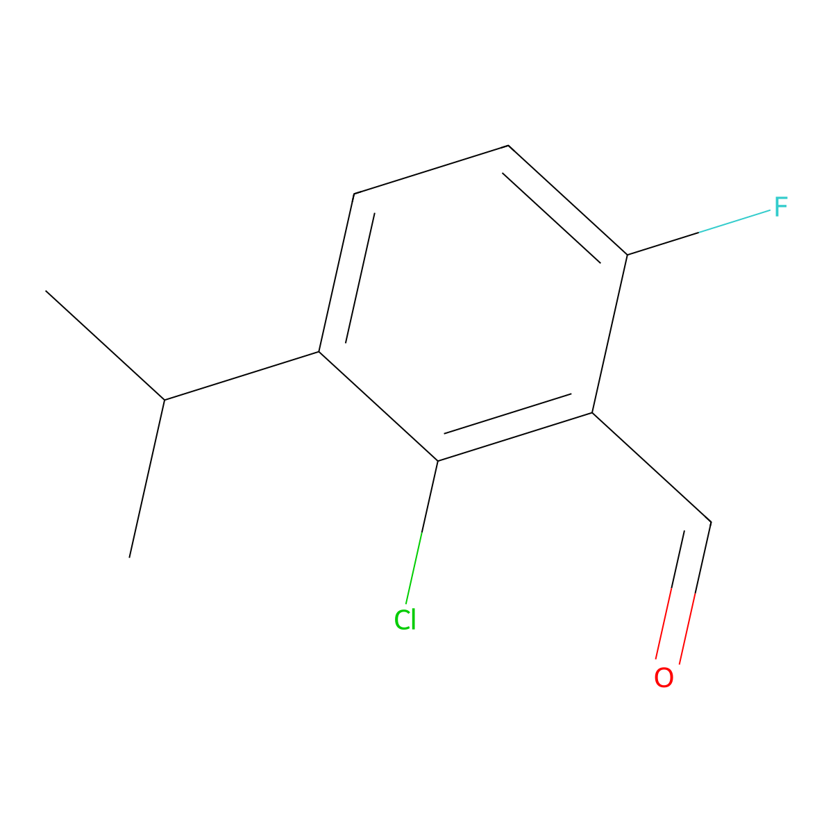2-Chloro-6-fluoro-3-isopropylbenzaldehyde molecular structure, CAS 2921839-58-7