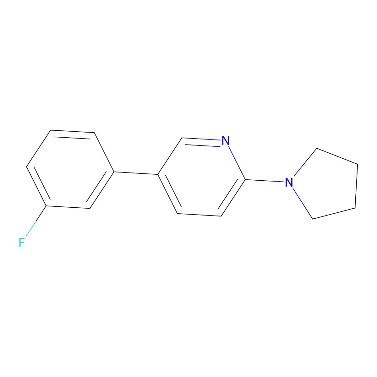 5-(3-Fluorophenyl)-2-(pyrrolidin-1-yl)pyridine molecular structure, CAS 2921839-93-0