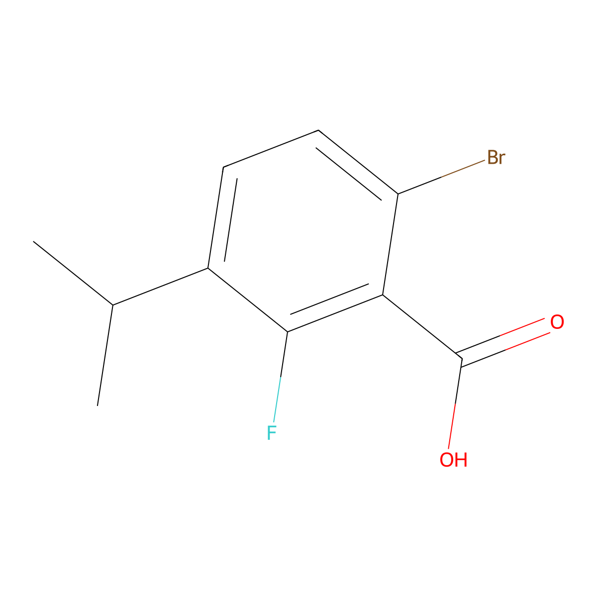 6-Bromo-2-fluoro-3-isopropylbenzoic acid molecular structure, CAS 2921840-39-1