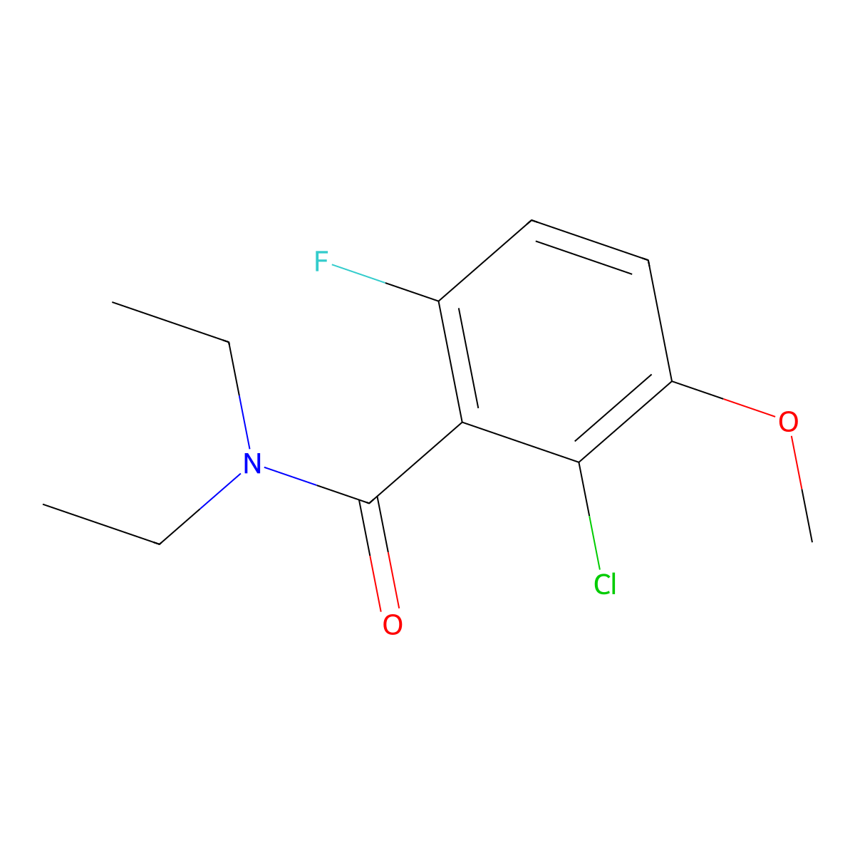 2-chloro-N,N-diethyl-6-fluoro-3-methoxybenzamide molecular structure, CAS 2921841-50-9