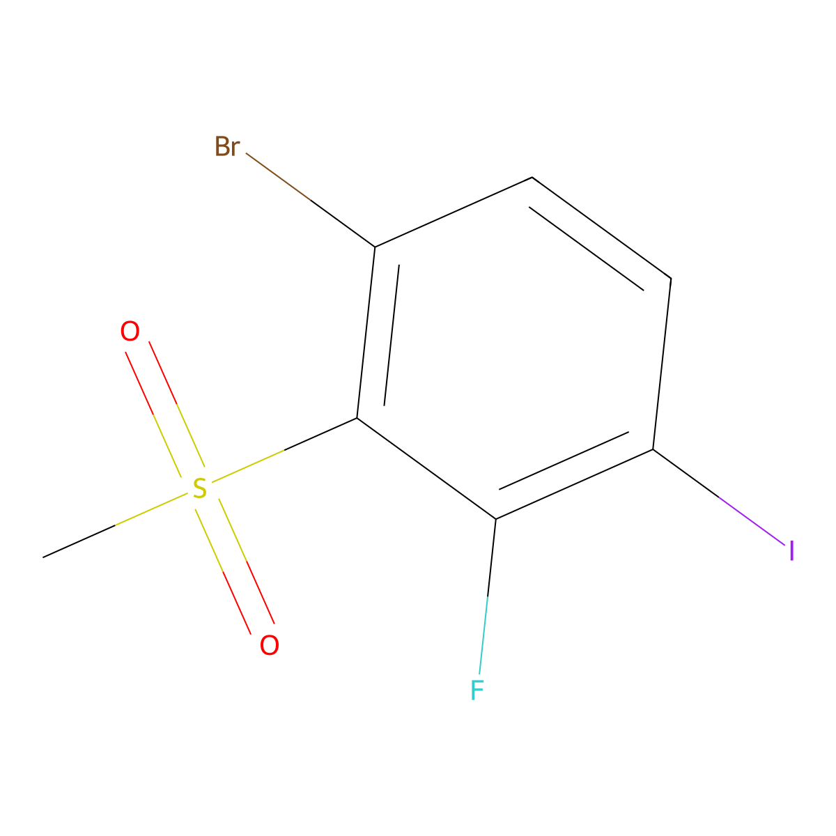1-Bromo-3-fluoro-4-iodo-2-(methylsulfonyl)benZene molecular structure, CAS 2921841-51-0