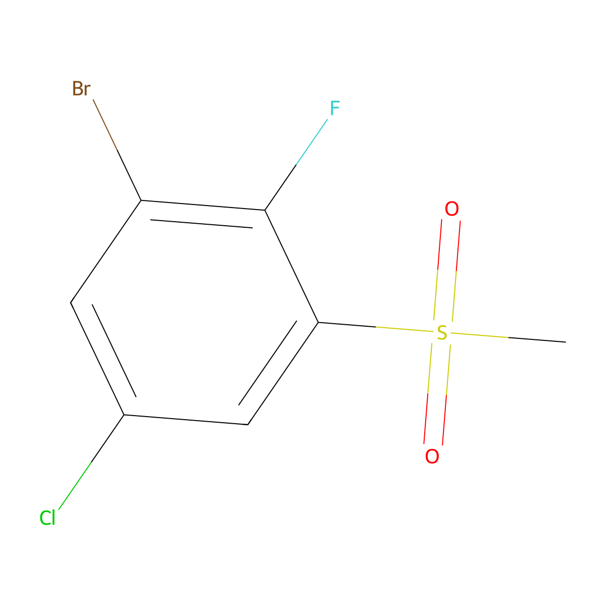 1-Bromo-5-chloro-2-fluoro-3-(methylsulfonyl)benZene molecular structure, CAS 2921841-54-3