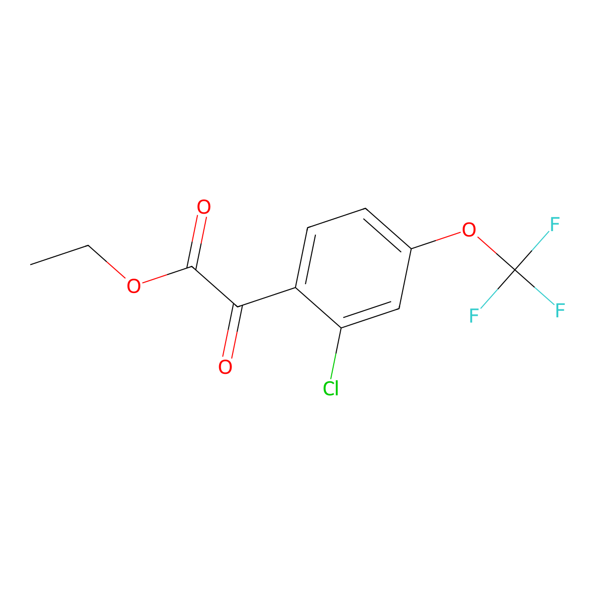 Ethyl 2-(2-chloro-4-(trifluoromethoxy)phenyl)-2-oxoacetate molecular structure, CAS 2921844-03-1