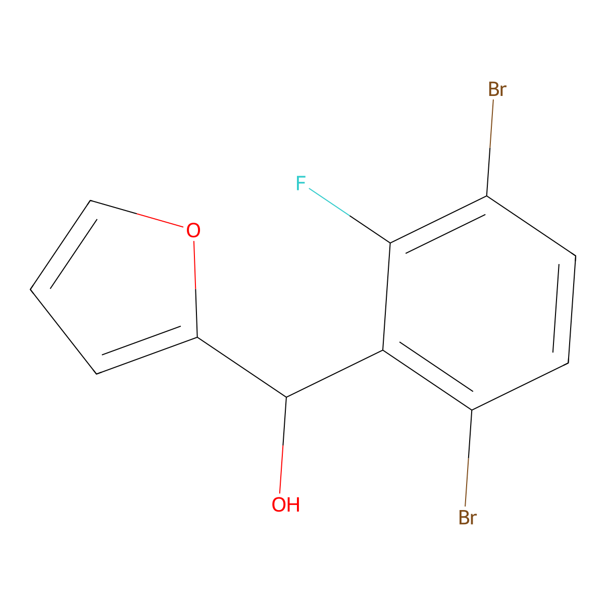 (3,6-Dibromo-2-fluorophenyl)(furan-2-yl)methanol molecular structure, CAS 2921848-55-5