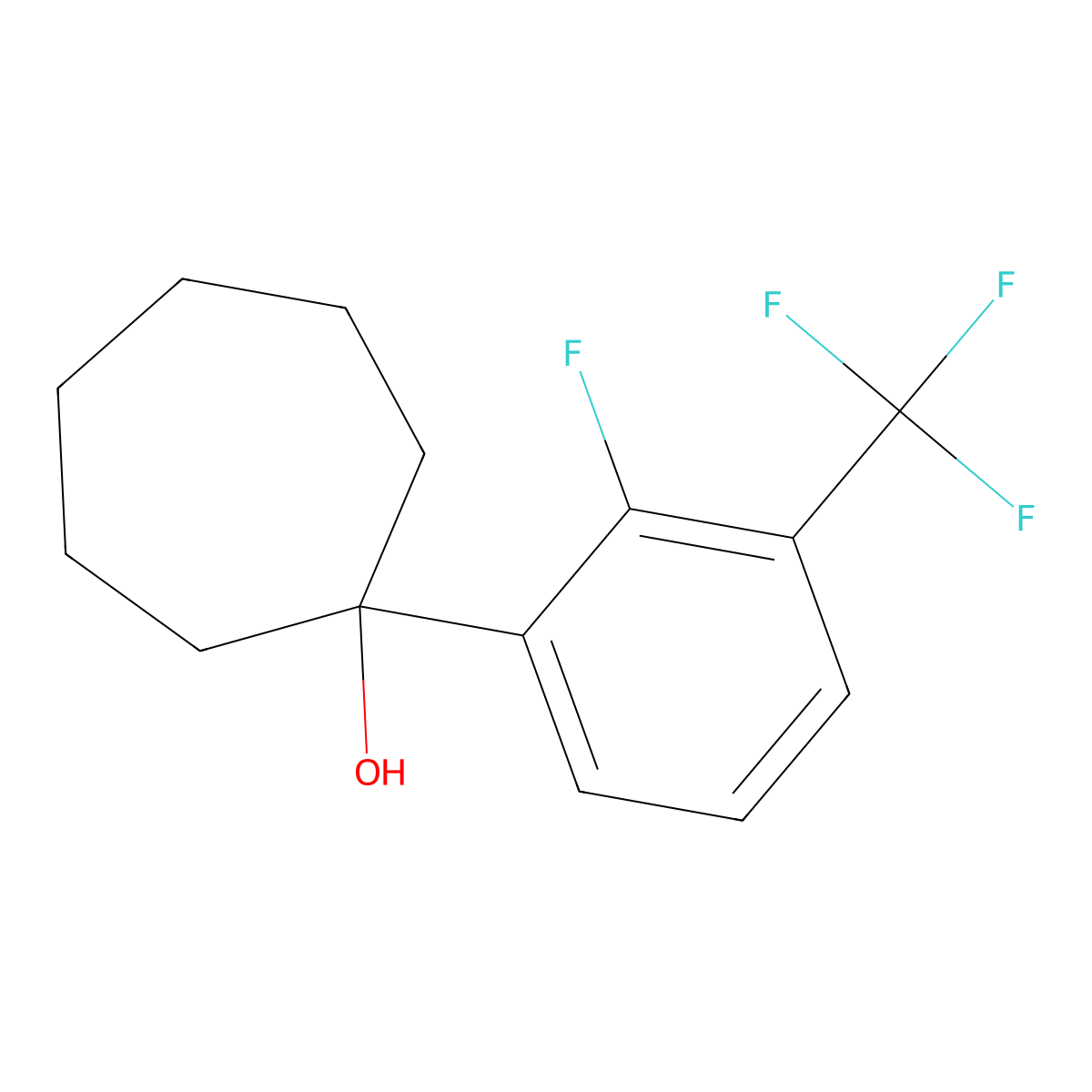 1-(2-Fluoro-3-(trifluoromethyl)phenyl)cycloheptanol molecular structure, CAS 2921848-58-8