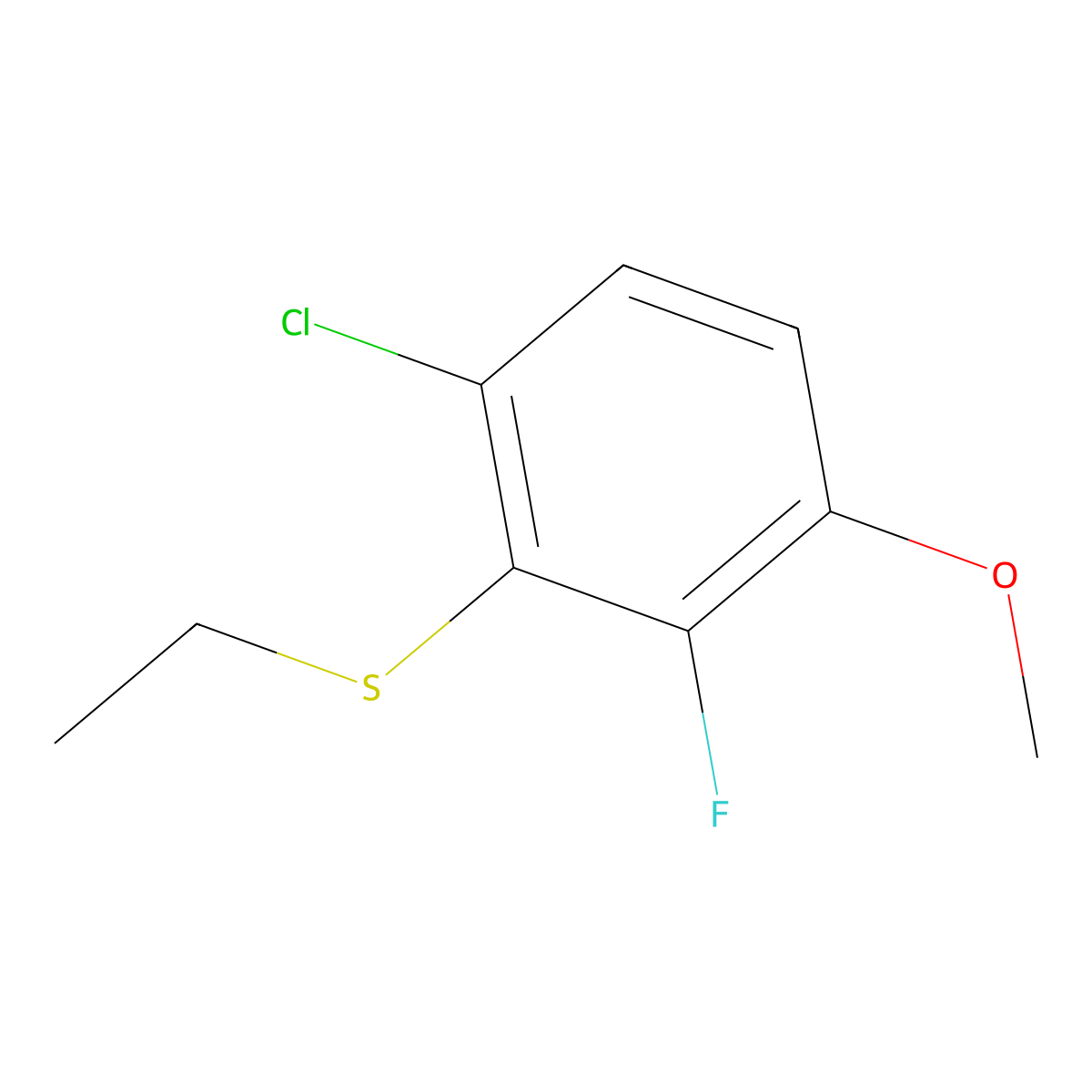 (6-Chloro-2-fluoro-3-methoxyphenyl)(ethyl)sulfane molecular structure, CAS 2921849-27-4