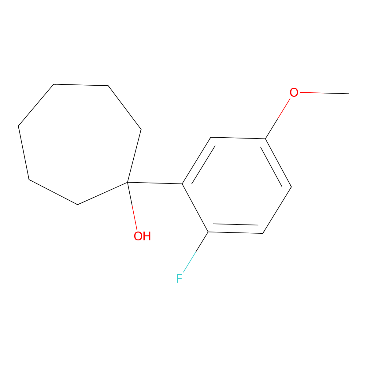 1-(2-Fluoro-5-methoxyphenyl)cycloheptanol molecular structure, CAS 2921849-41-2