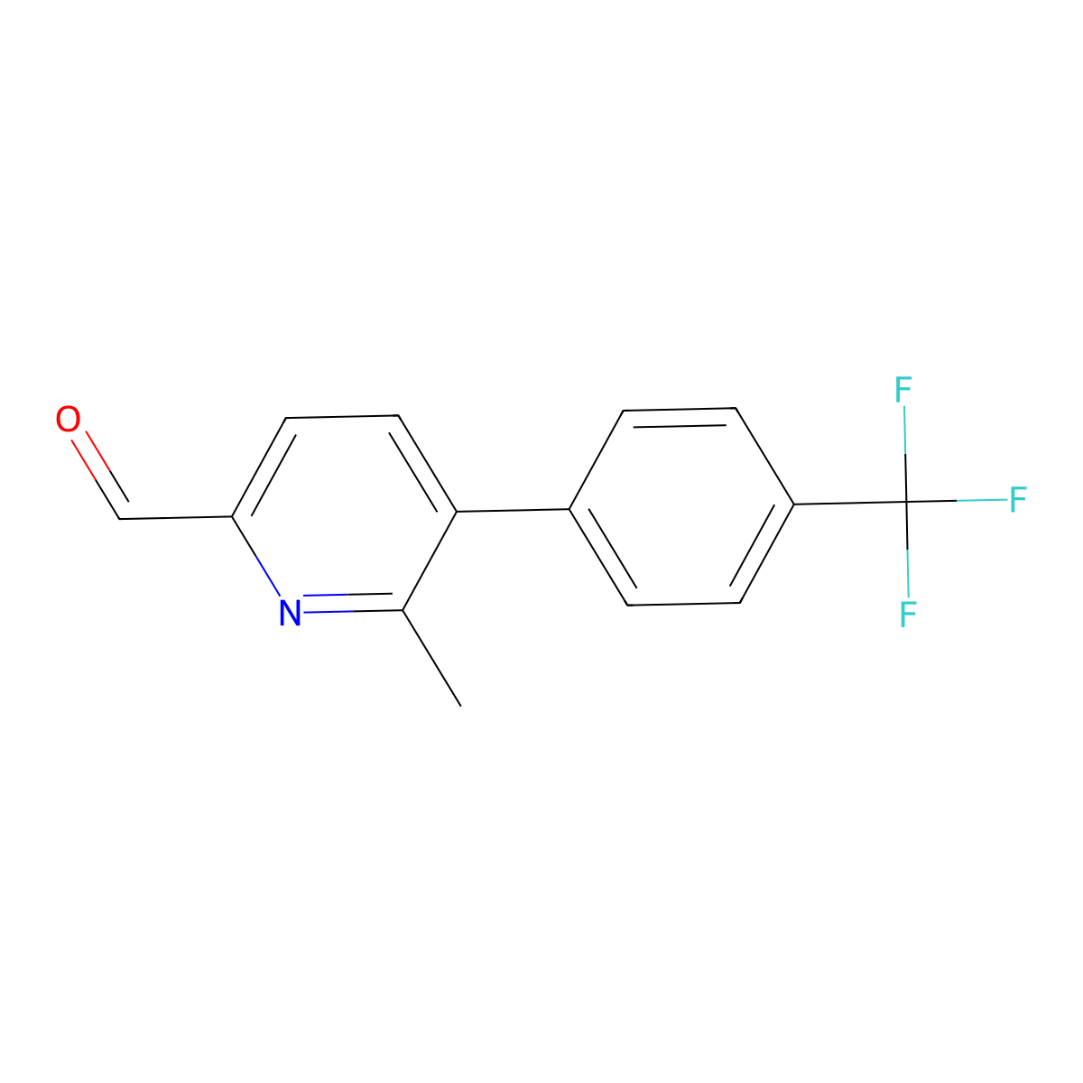 6-Methyl-5-(4-(trifluoromethyl)phenyl)picolinaldehyde molecular structure, CAS 2921849-75-2