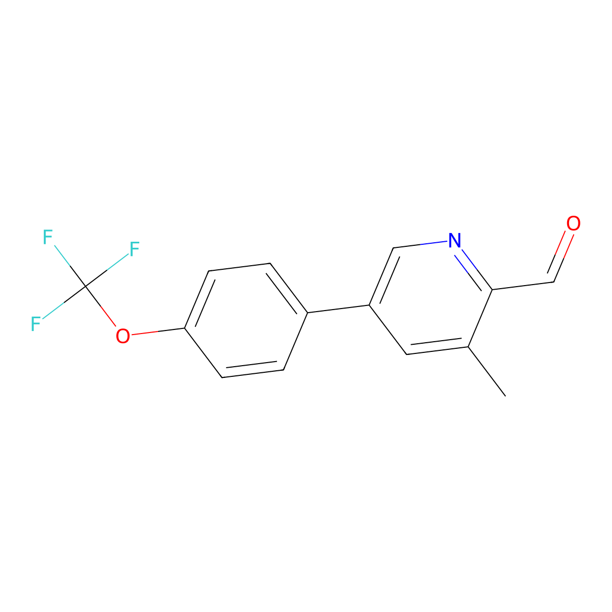 3-Methyl-5-(4-(trifluoromethoxy)phenyl)picolinaldehyde molecular structure, CAS 2921851-72-9