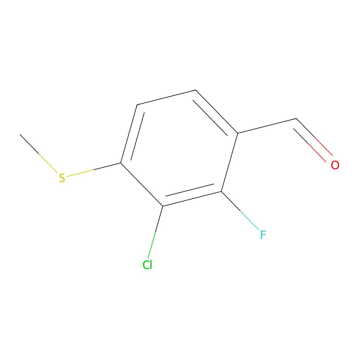 3-Chloro-2-fluoro-4-(methylthio)benzaldehyde molecular structure, CAS 2921852-53-9