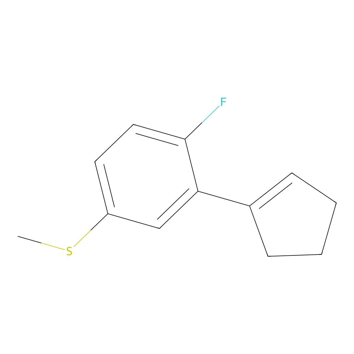 (3-(Cyclopent-1-en-1-yl)-4-fluorophenyl)(methyl)sulfane molecular structure, CAS 2921854-49-9