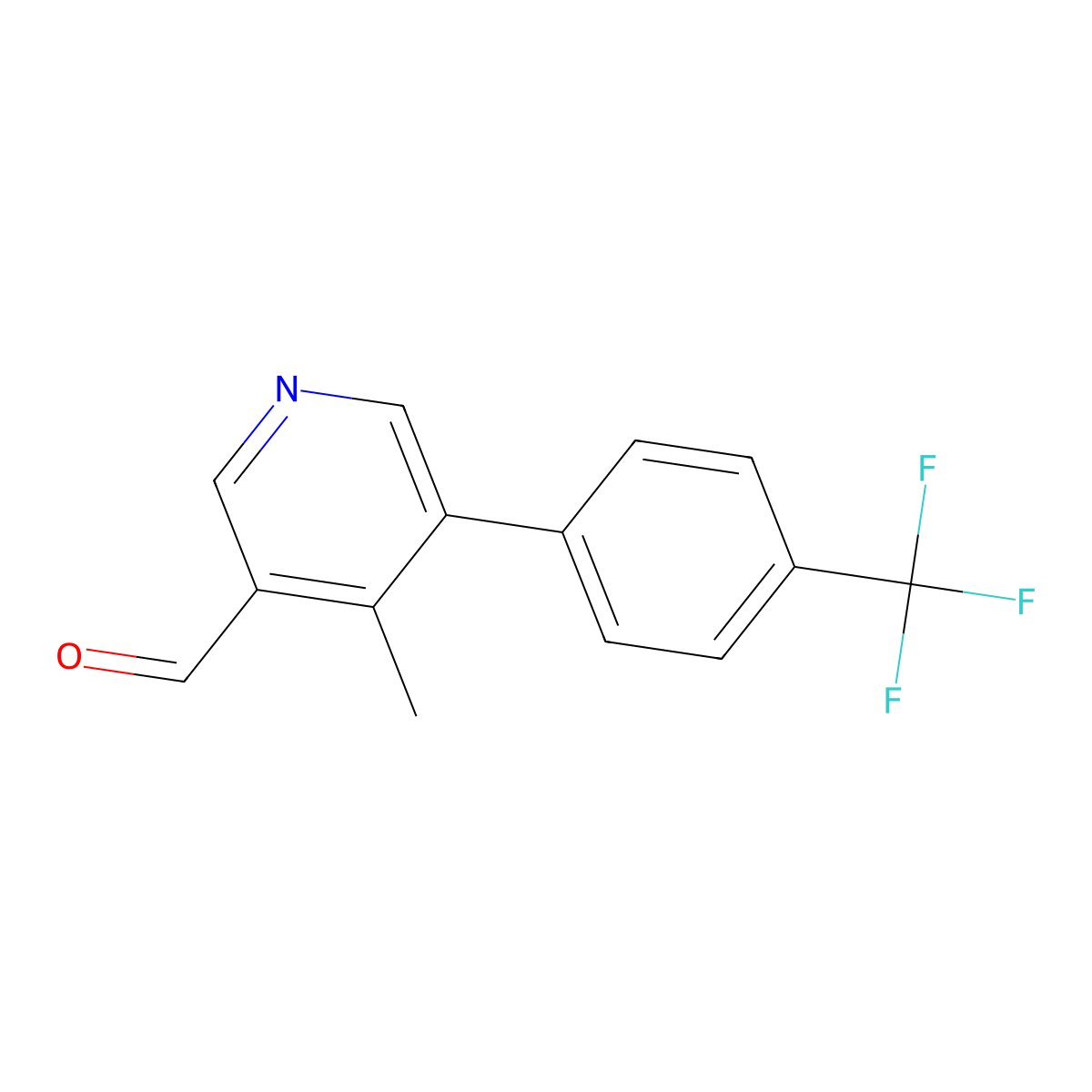 4-Methyl-5-(4-(trifluoromethyl)phenyl)nicotinaldehyde molecular structure, CAS 2921856-55-3