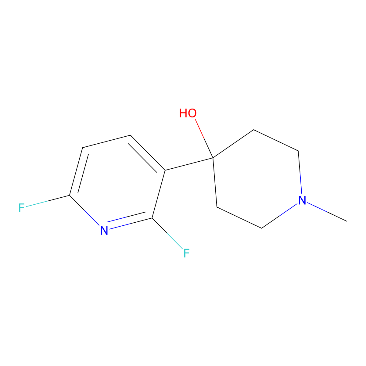 4-(2,6-Difluoropyridin-3-yl)-1-methylpiperidin-4-ol molecular structure, CAS 2921857-35-2