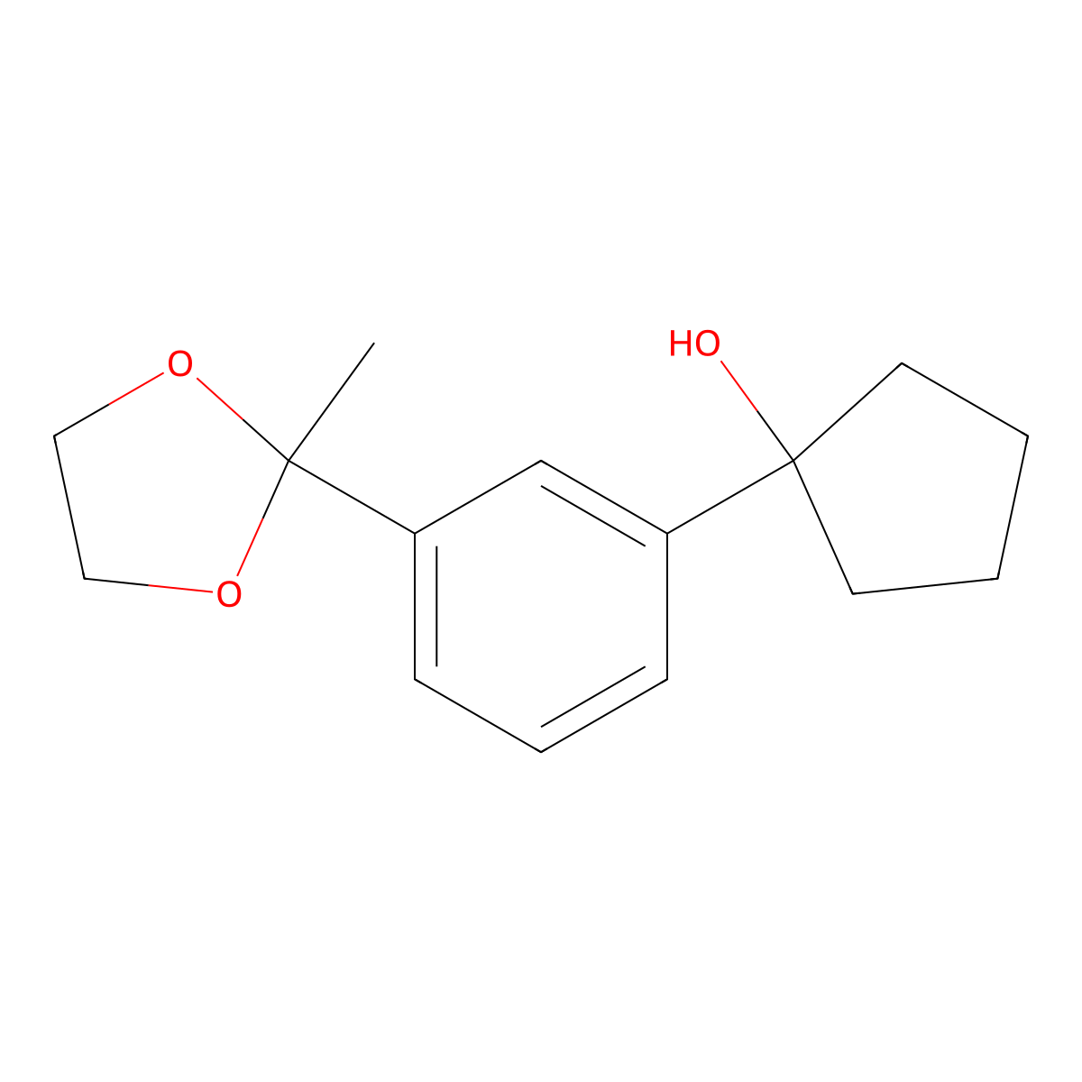 1-(3-(2-Methyl-1,3-dioxolan-2-yl)phenyl)cyclopentanol molecular structure, CAS 2921858-35-5
