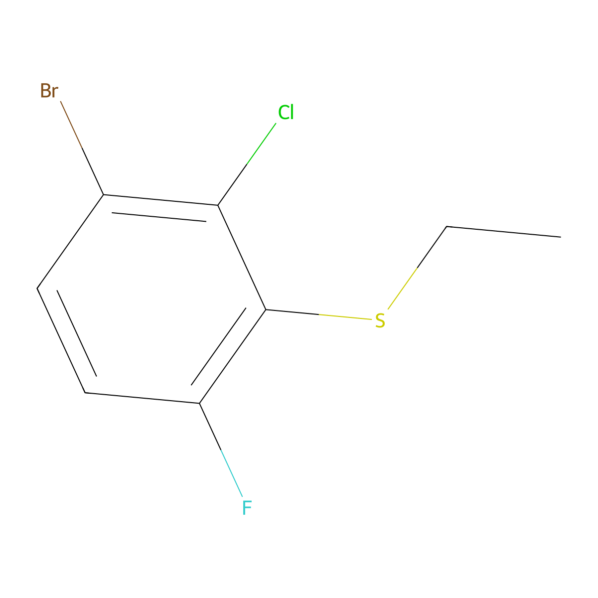 (3-Bromo-2-chloro-6-fluorophenyl)(ethyl)sulfane molecular structure, CAS 2921858-64-0
