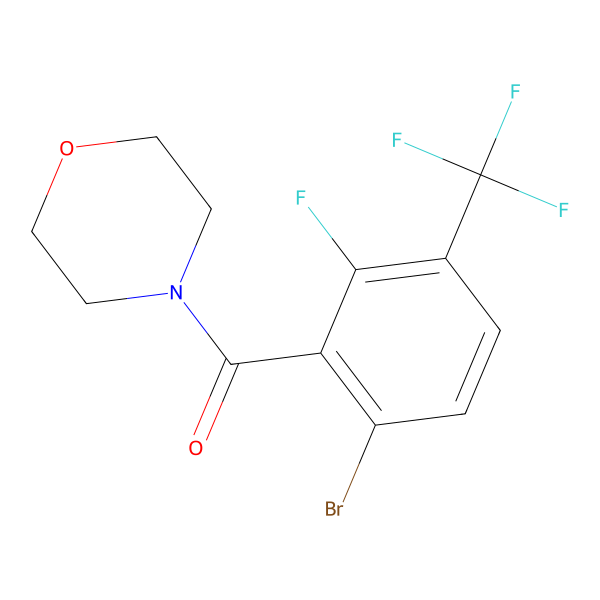 (6-Bromo-2-fluoro-3-(trifluoromethyl)phenyl)(morpholino)methanone molecular structure, CAS 2921858-65-1