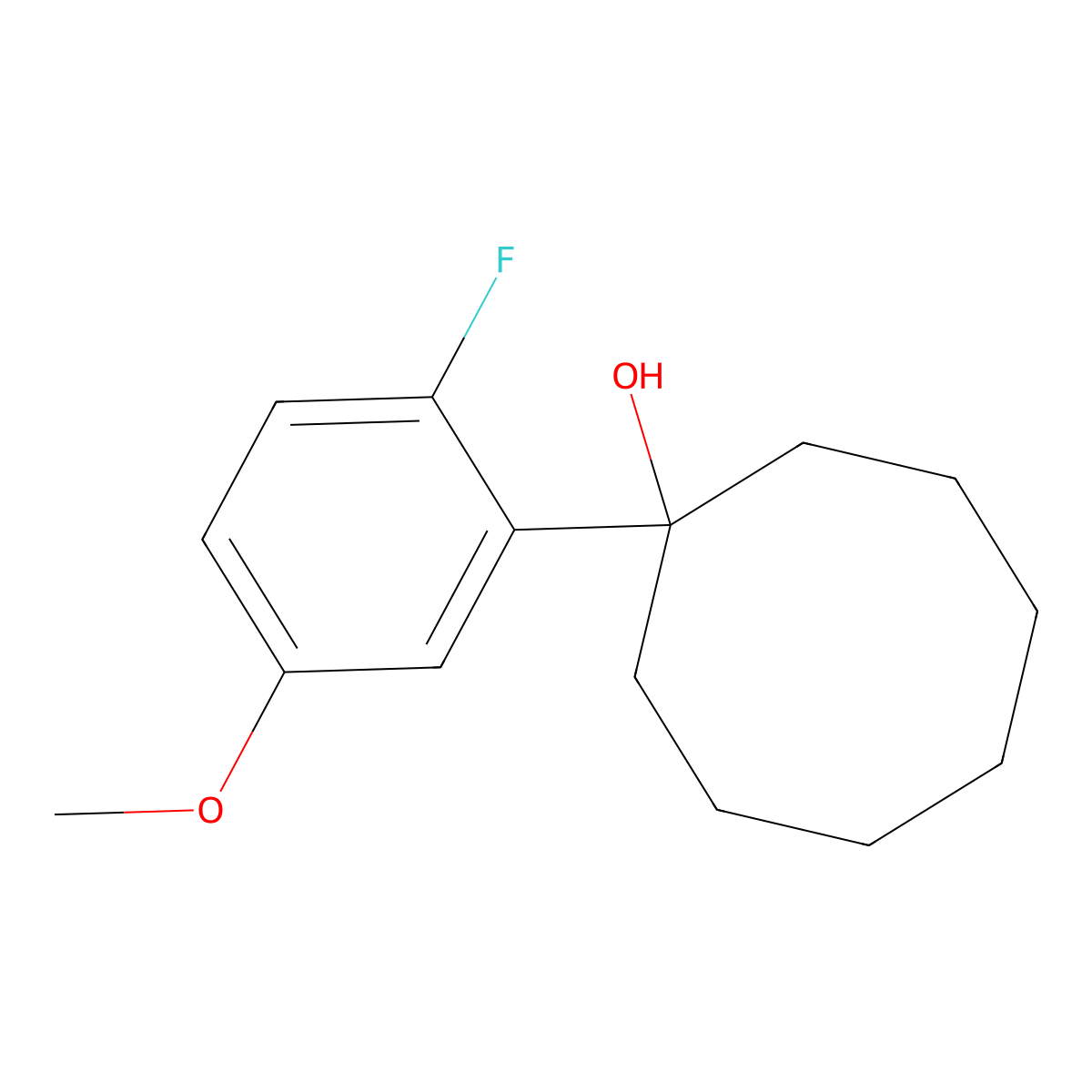 1-(2-Fluoro-5-methoxyphenyl)cyclooctanol molecular structure, CAS 2921859-03-0