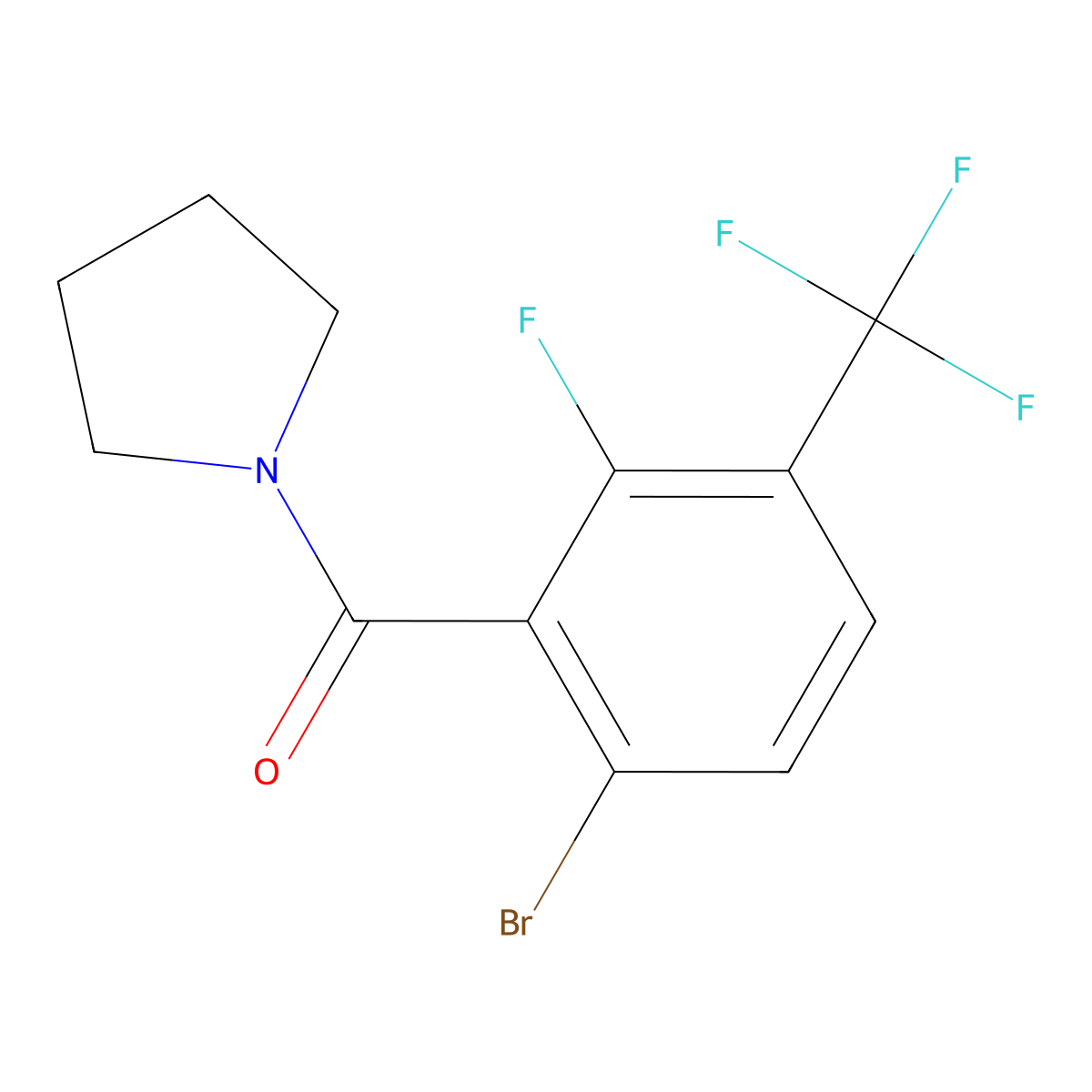 (6-Bromo-2-fluoro-3-(trifluoromethyl)phenyl)(pyrrolidin-1-yl)methanone molecular structure, CAS 2921859-68-7