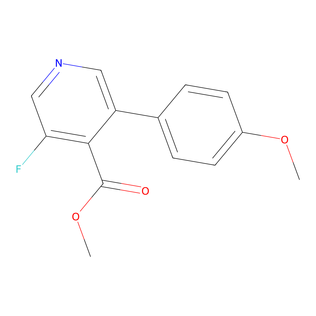 Methyl 3-fluoro-5-(4-methoxyphenyl)isonicotinate molecular structure, CAS 2921860-57-1