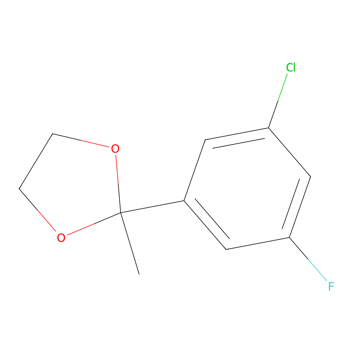 2-(3-Chloro-5-fluorophenyl)-2-methyl-1,3-dioxolane molecular structure, CAS 2921861-11-0