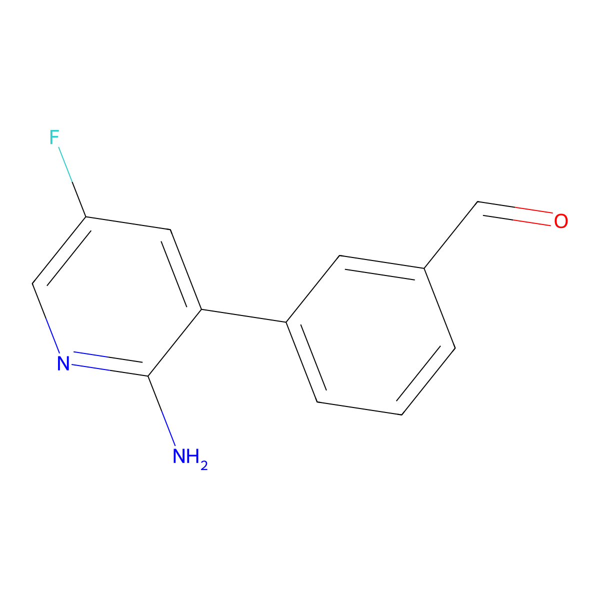 3-(2-Amino-5-fluoropyridin-3-yl)benzaldehyde molecular structure, CAS 2921861-42-7