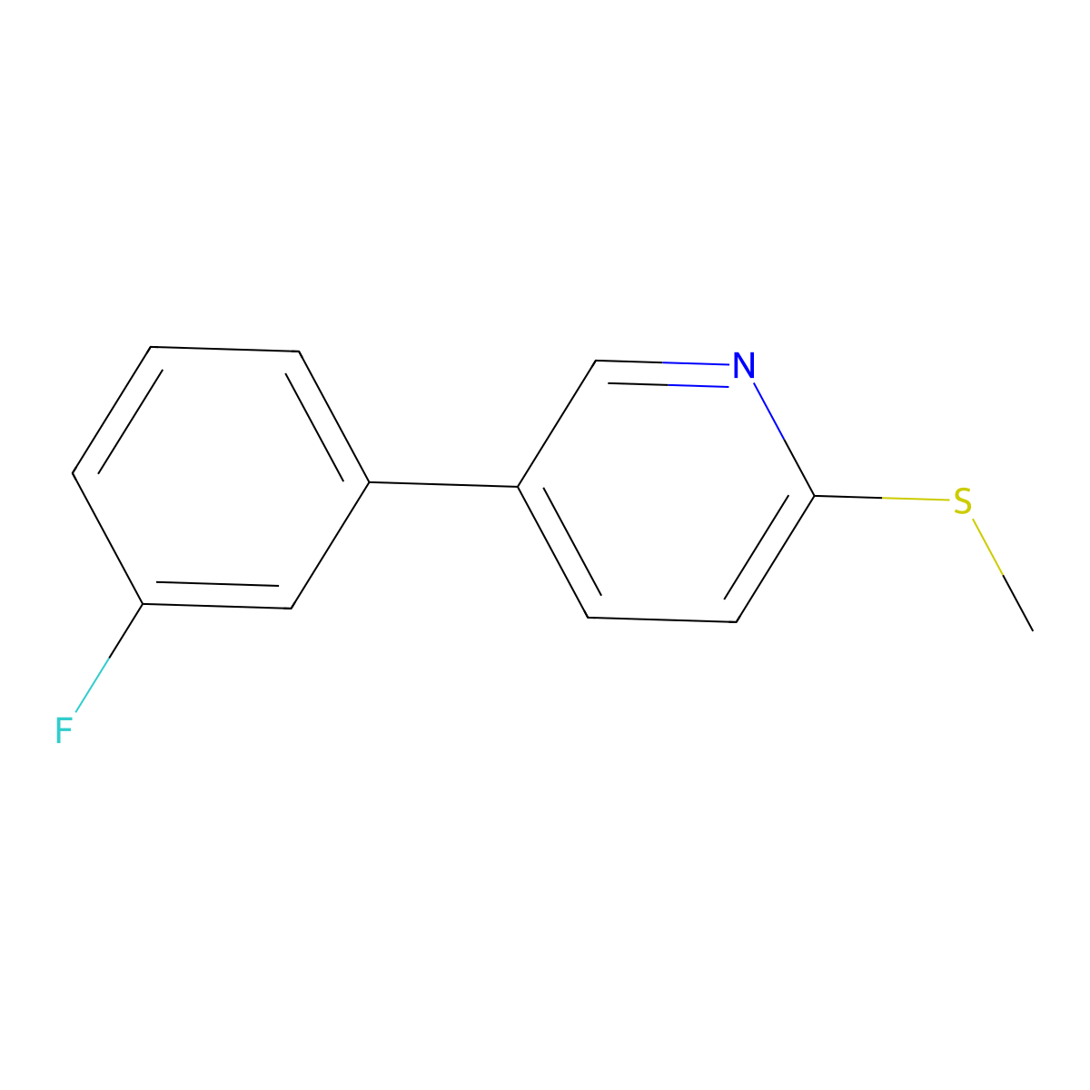 5-(3-Fluorophenyl)-2-(methylthio)pyridine molecular structure, CAS 2921861-68-7