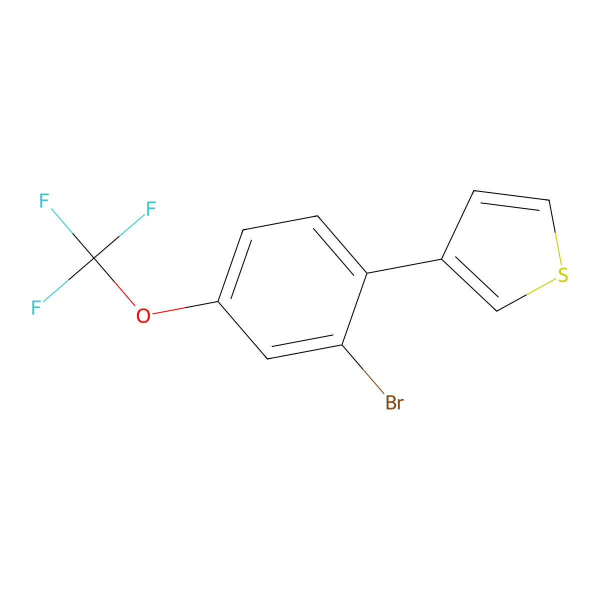 3-(2-Bromo-4-(trifluoromethoxy)phenyl)thiophene molecular structure, CAS 2921863-76-3