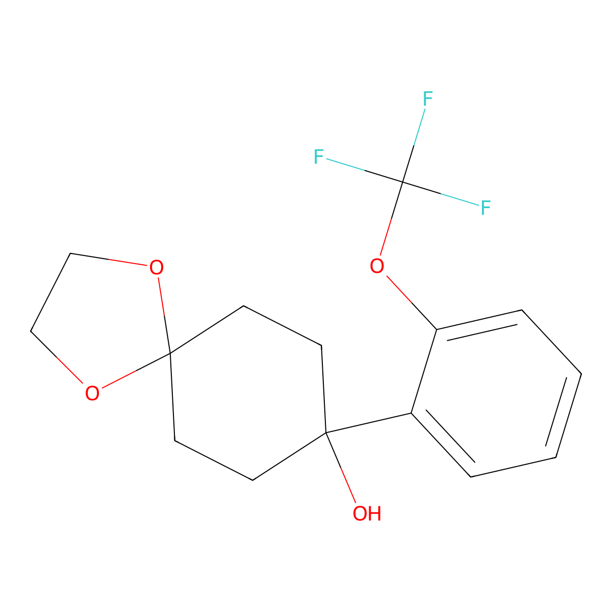 8-(2-(Trifluoromethoxy)phenyl)-1,4-dioxaspiro[4.5]decan-8-ol molecular structure, CAS 2921863-86-5