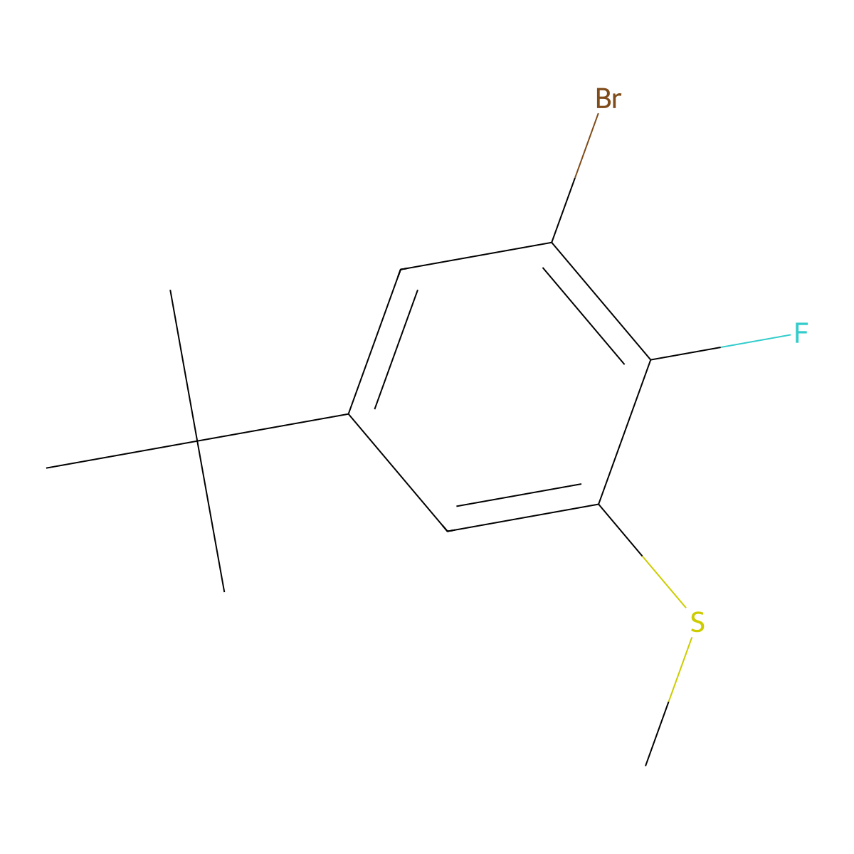 (3-Bromo-5-(tert-butyl)-2-fluorophenyl)(methyl)sulfane molecular structure, CAS 2921864-45-9