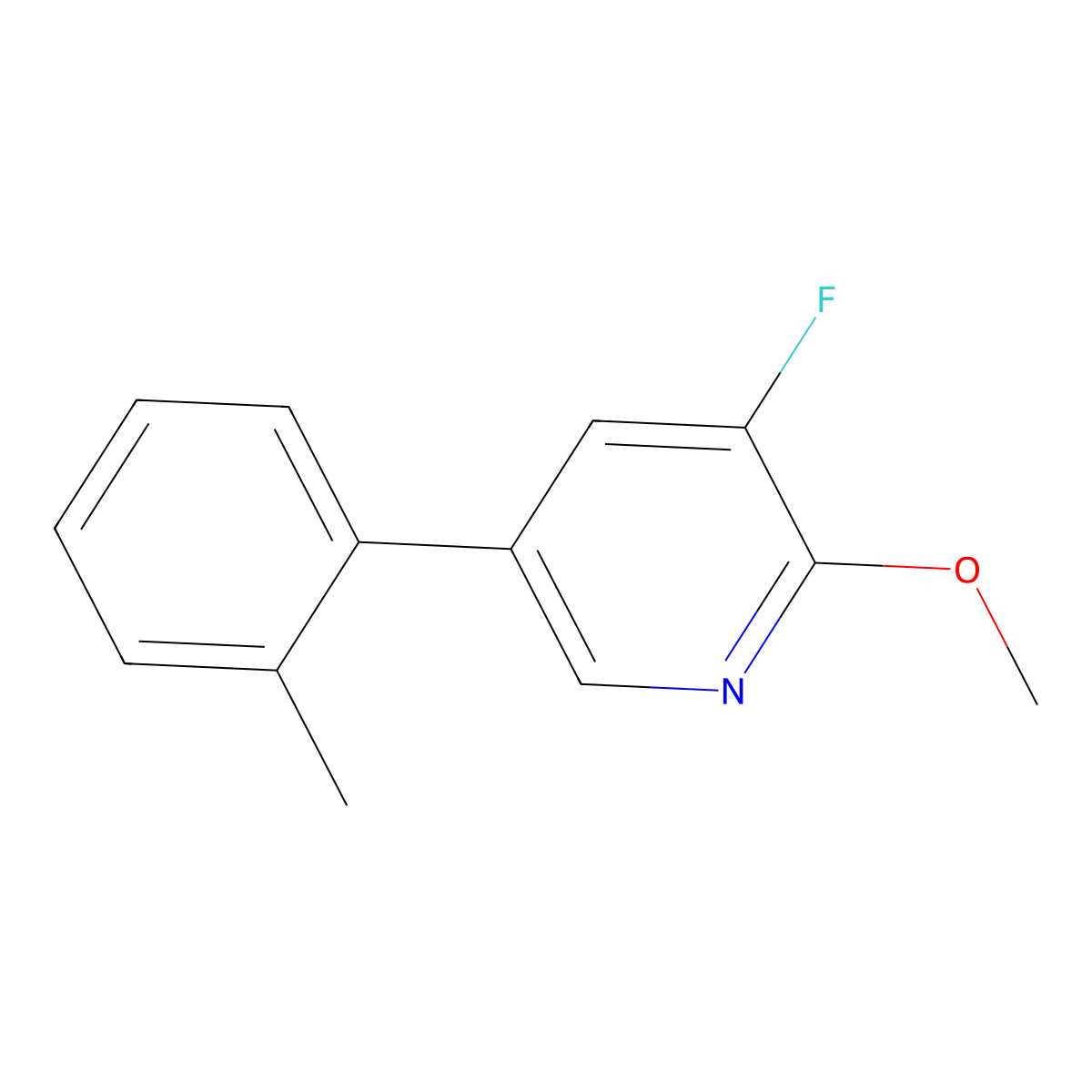 3-Fluoro-2-methoxy-5-(o-tolyl)pyridine molecular structure, CAS 2921864-83-5