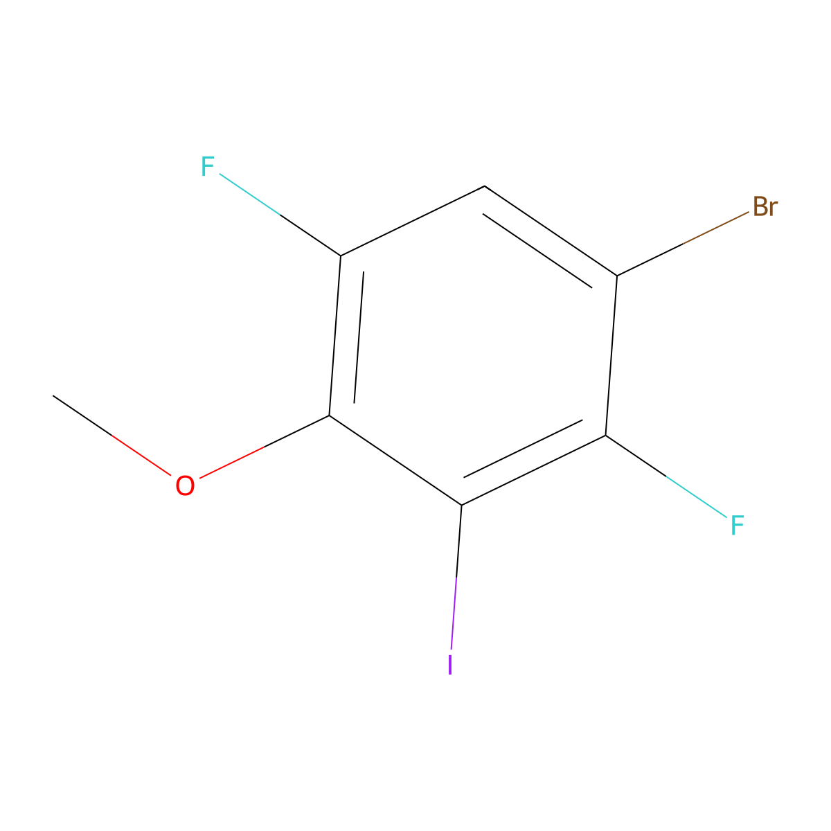 1-Bromo-2,5-difluoro-3-iodo-4-methoxybenzene molecular structure, CAS 2921864-88-0