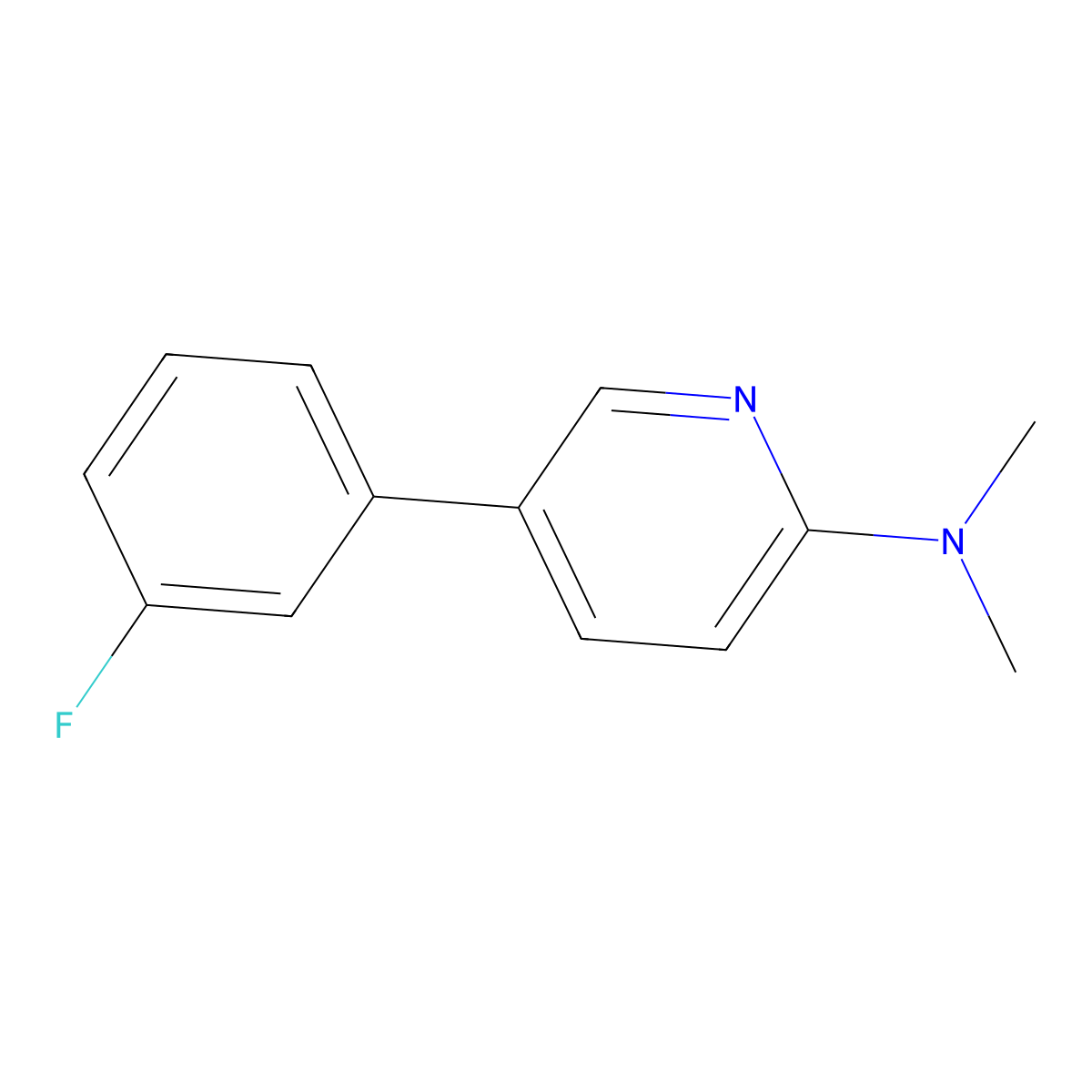 5-(3-fluorophenyl)-N,N-dimethylpyridin-2-amine molecular structure, CAS 2921864-92-6