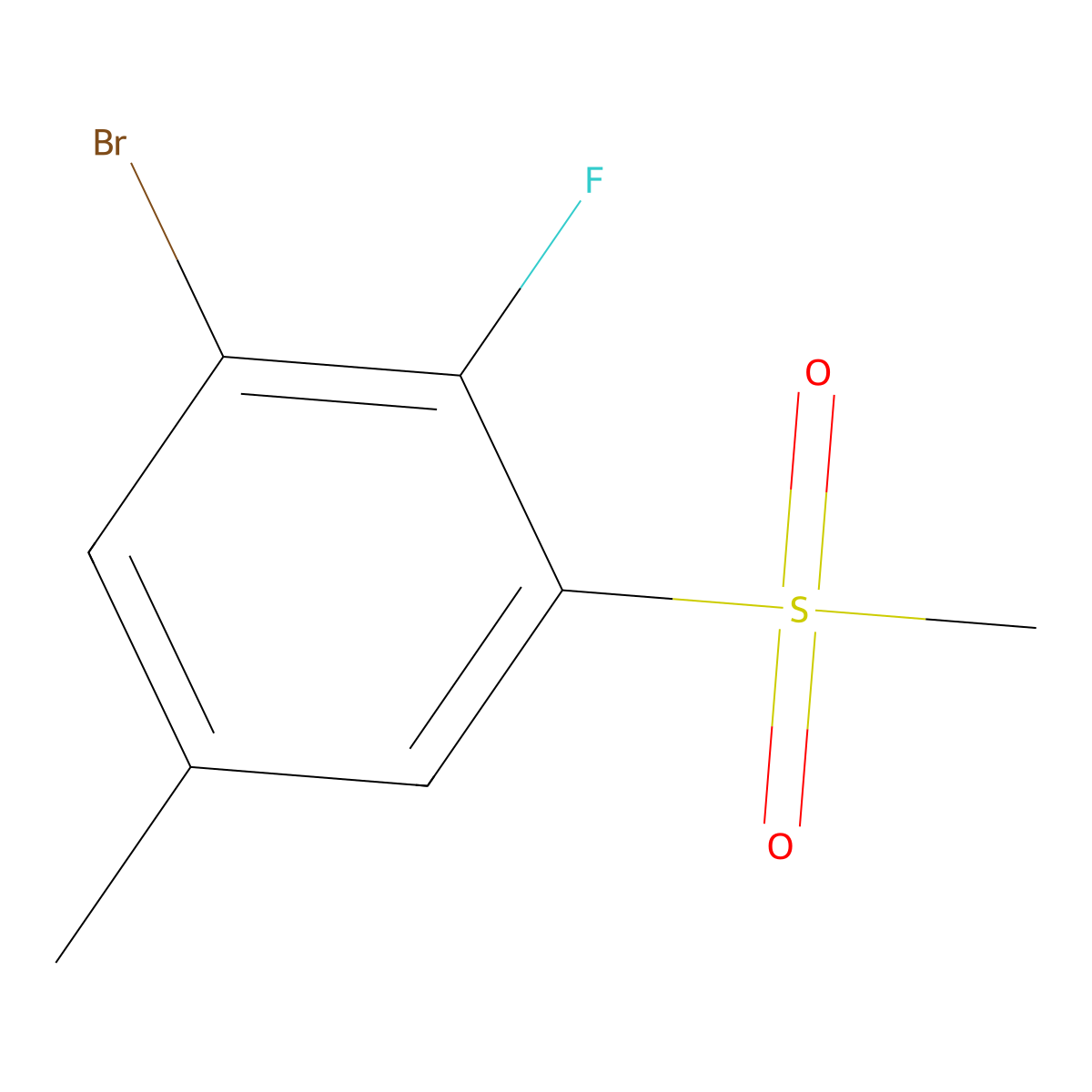 1-Bromo-2-fluoro-5-methyl-3-(methylsulfonyl)benZene molecular structure, CAS 2921865-65-6