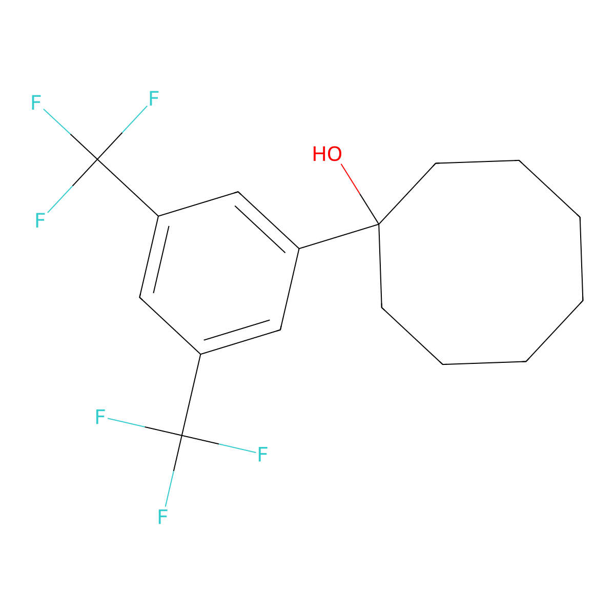 1-(3,5-Bis(trifluoromethyl)phenyl)cyclooctanol molecular structure, CAS 2921866-55-7