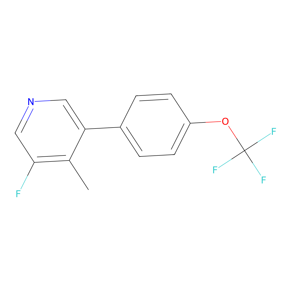 3-Fluoro-4-methyl-5-(4-(trifluoromethoxy)phenyl)pyridine molecular structure, CAS 2921867-74-3