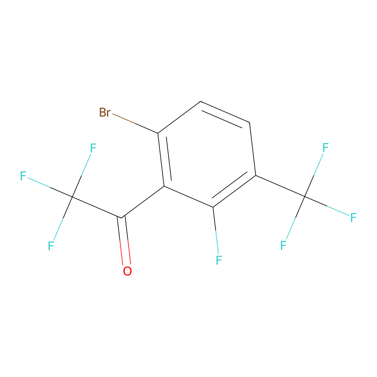 1-(6-Bromo-2-fluoro-3-(trifluoromethyl)phenyl)-2,2,2-trifluoroethanone molecular structure, CAS 2921868-43-9