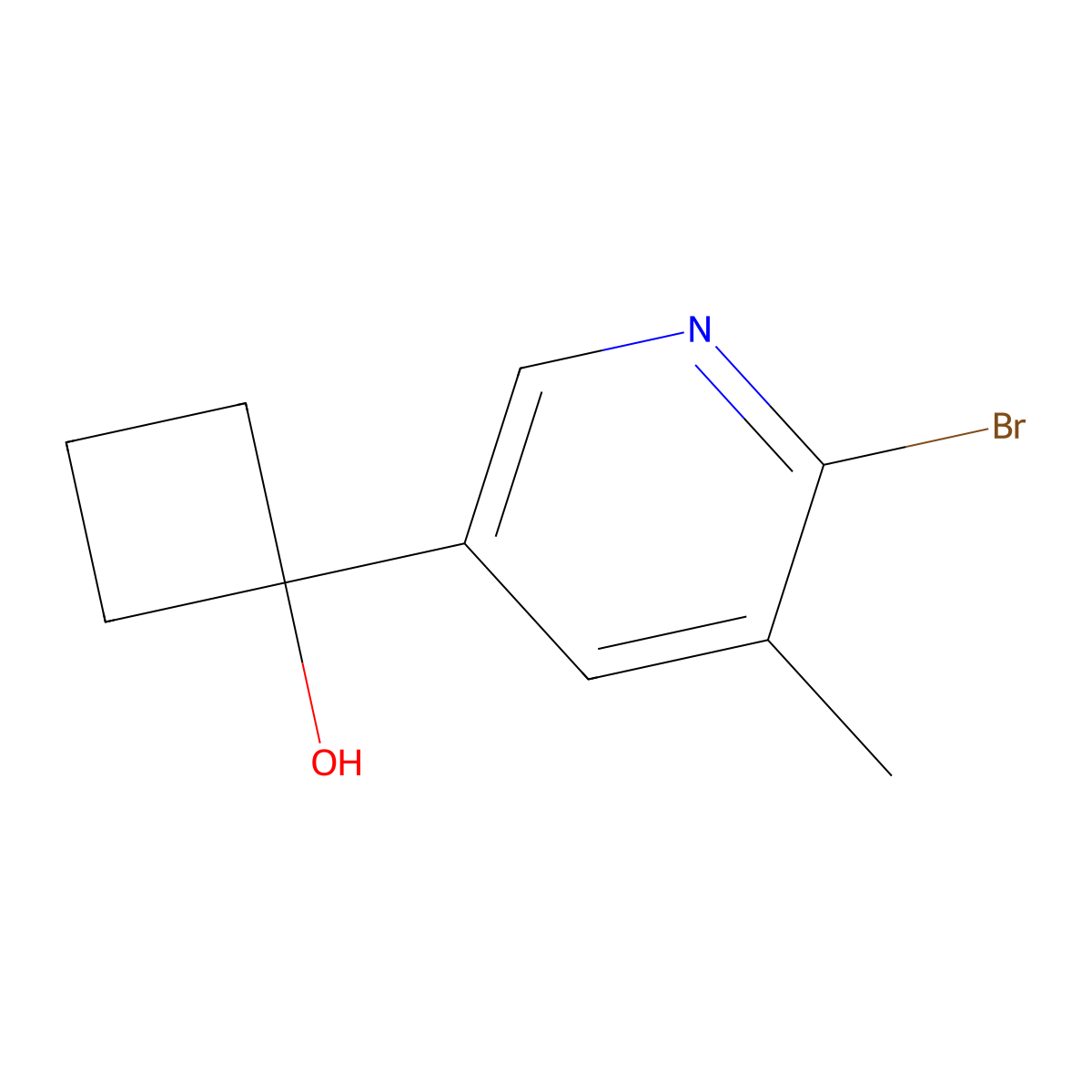 1-(6-Bromo-5-methylpyridin-3-yl)cyclobutanol molecular structure, CAS 2921869-40-9