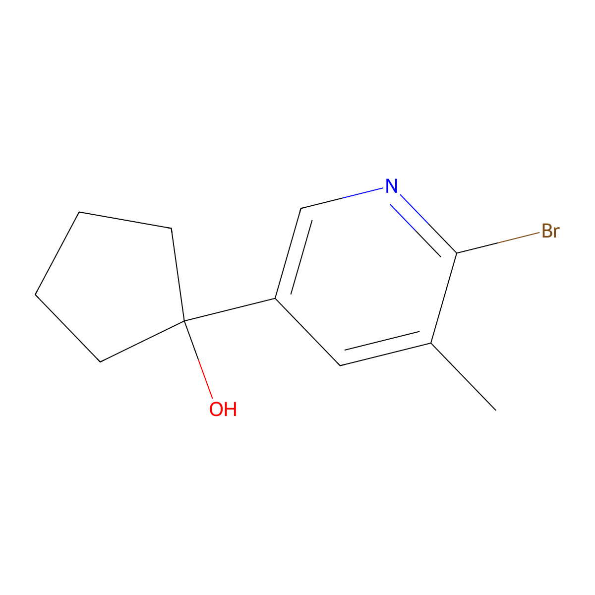 1-(6-Bromo-5-methylpyridin-3-yl)cyclopentanol molecular structure, CAS 2921870-77-9