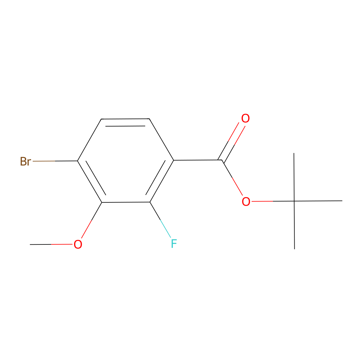 Tert-butyl 4-bromo-2-fluoro-3-methoxybenzoate molecular structure, CAS 2921871-09-0