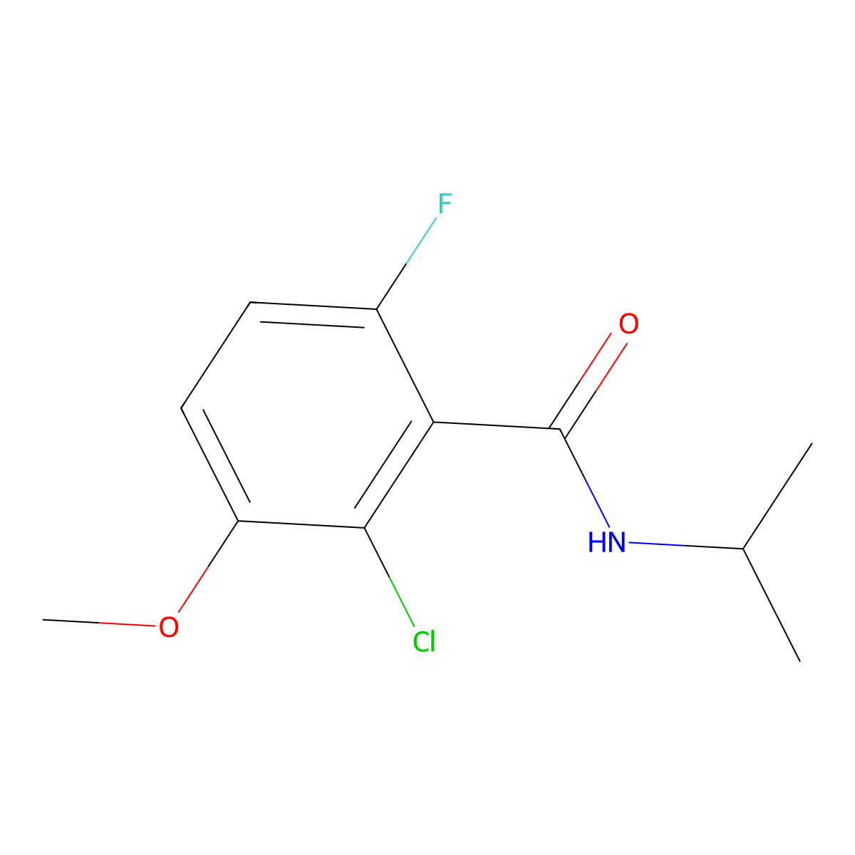 2-chloro-6-fluoro-N-isopropyl-3-methoxybenzamide molecular structure, CAS 2921871-30-7