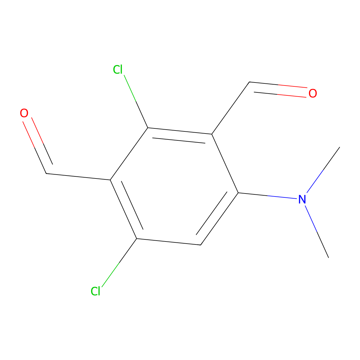 2,4-Dichloro-6-(dimethylamino)isophthalaldehyde molecular structure, CAS 2921871-92-1