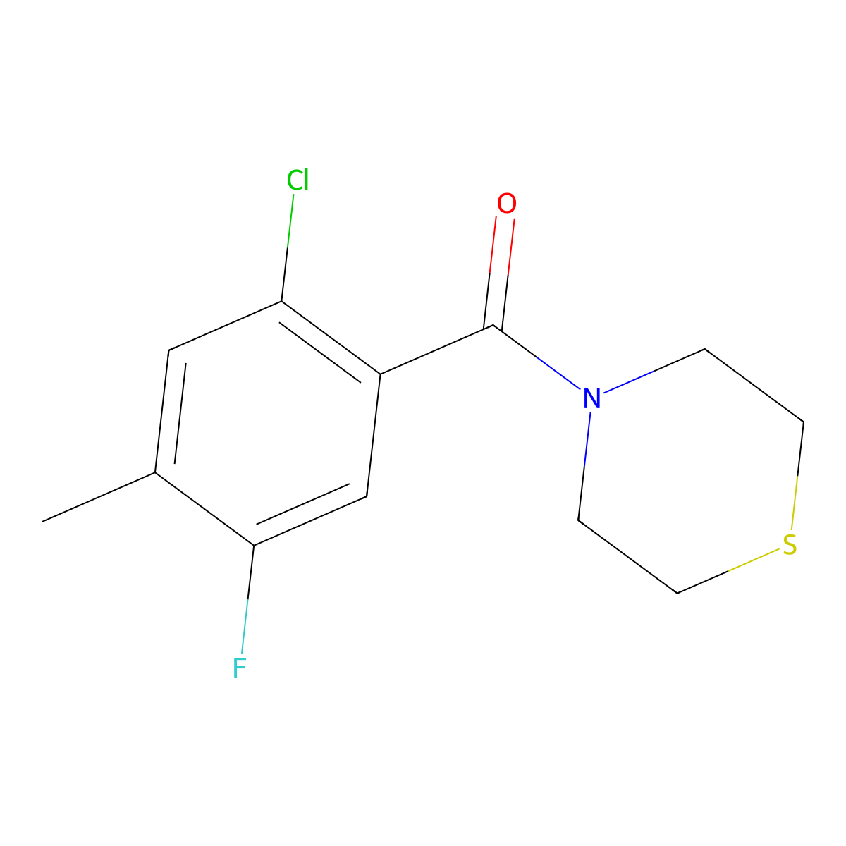(2-Chloro-5-fluoro-4-methylphenyl)(thiomorpholino)methanone molecular structure, CAS 2921874-65-7