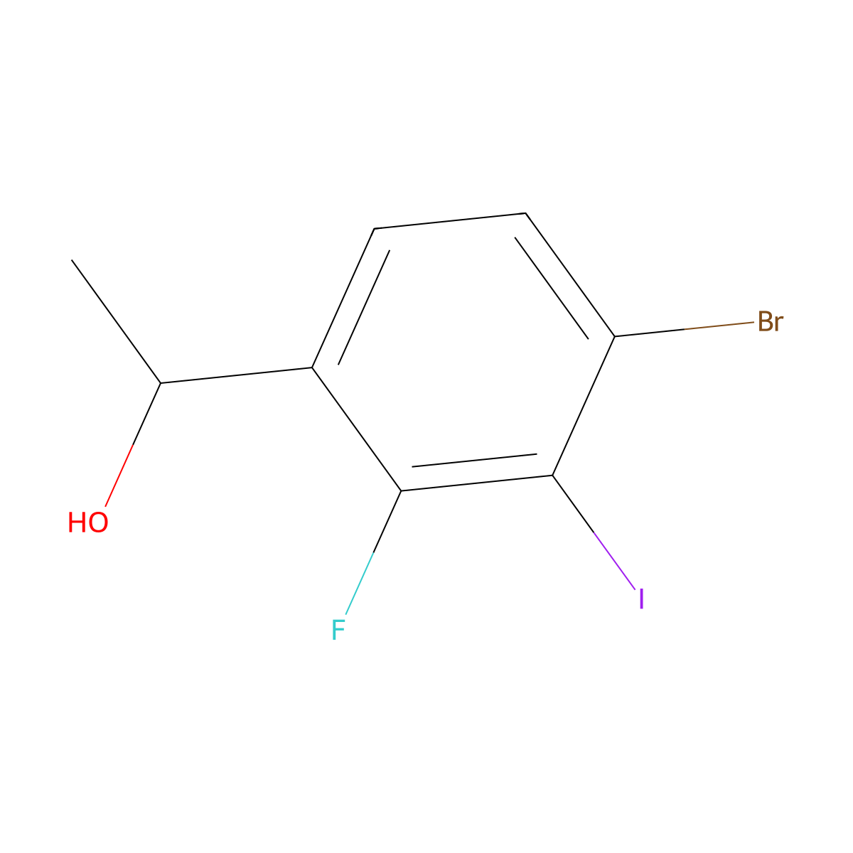 1-(4-Bromo-2-fluoro-3-iodophenyl)ethanol molecular structure, CAS 2921876-00-6