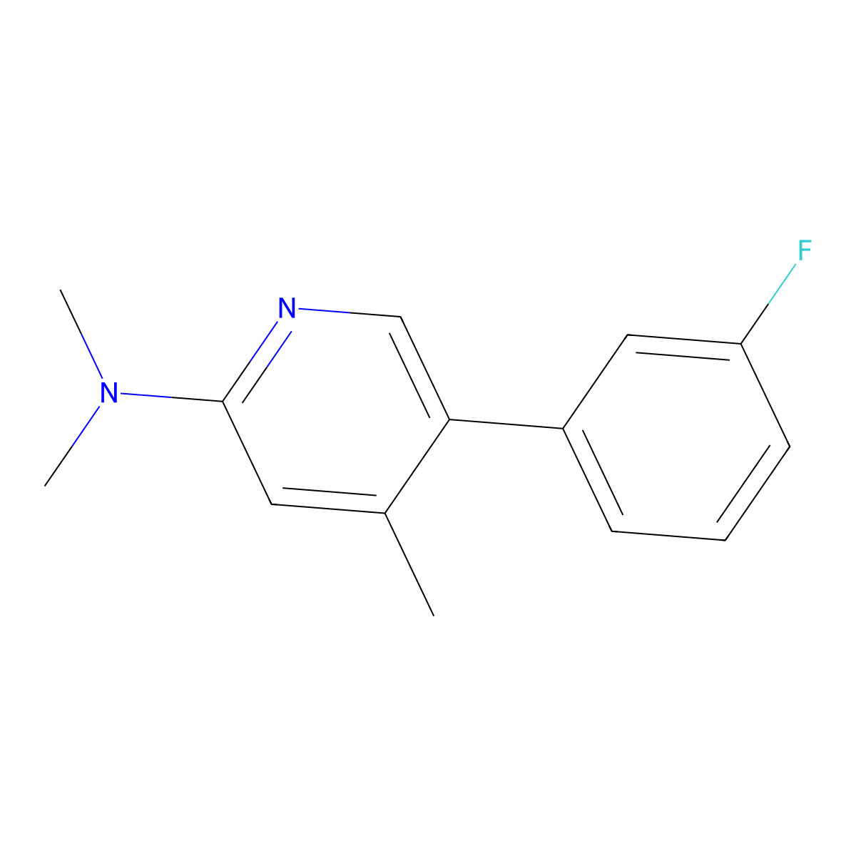 5-(3-fluorophenyl)-N,N,4-trimethylpyridin-2-amine molecular structure, CAS 2921876-79-9