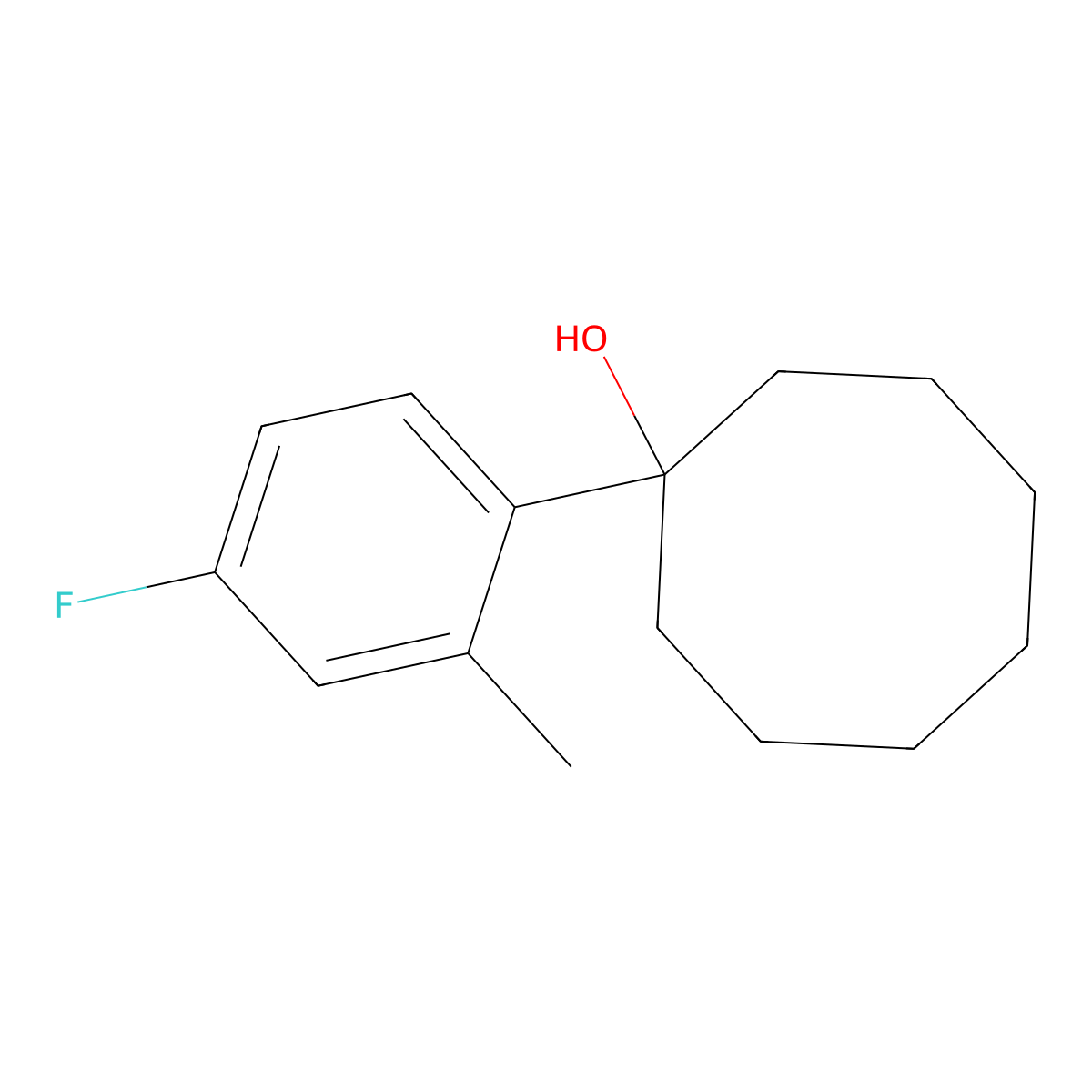 1-(4-Fluoro-2-methylphenyl)cyclooctanol molecular structure, CAS 2921876-89-1