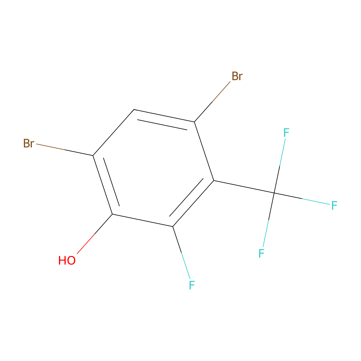 4,6-Dibromo-2-fluoro-3-(trifluoromethyl)phenol molecular structure, CAS 2921877-97-4