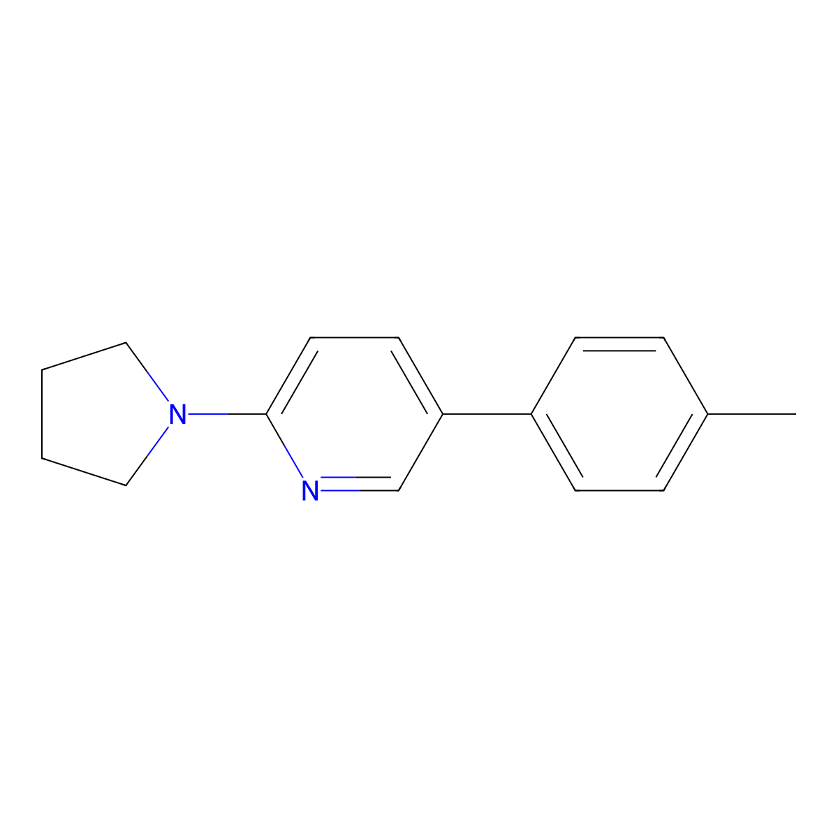2-(Pyrrolidin-1-yl)-5-(p-tolyl)pyridine molecular structure, CAS 2921878-56-8