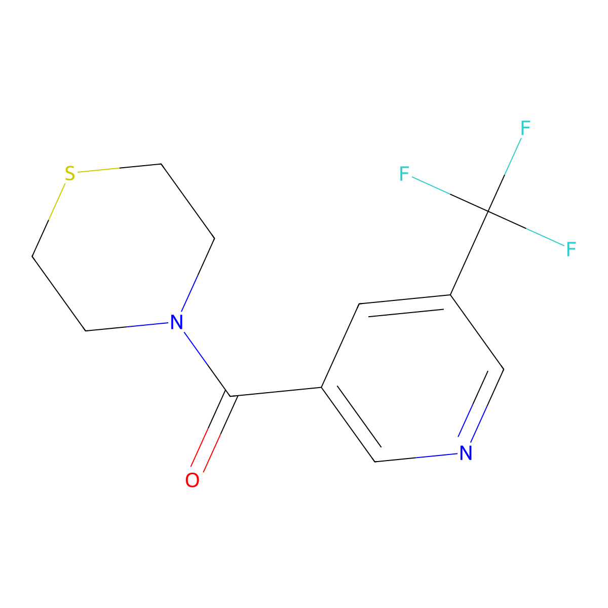Thiomorpholino(5-(trifluoromethyl)pyridin-3-yl)methanone molecular structure, CAS 2921879-26-5