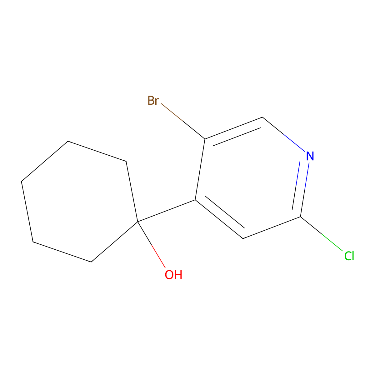 1-(5-Bromo-2-chloropyridin-4-yl)cyclohexanol molecular structure, CAS 2921879-58-3