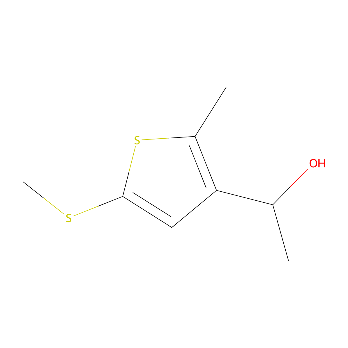 1-(2-Methyl-5-(methylthio)thiophen-3-yl)ethanol molecular structure, CAS 2921879-69-6